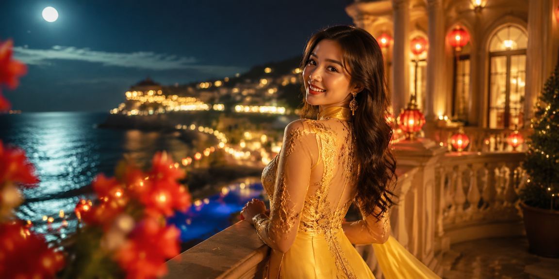 Không gian giải trí casino Đà Lạt tươi đẹp với hình ảnh áo dài truyền thống Việt Nam