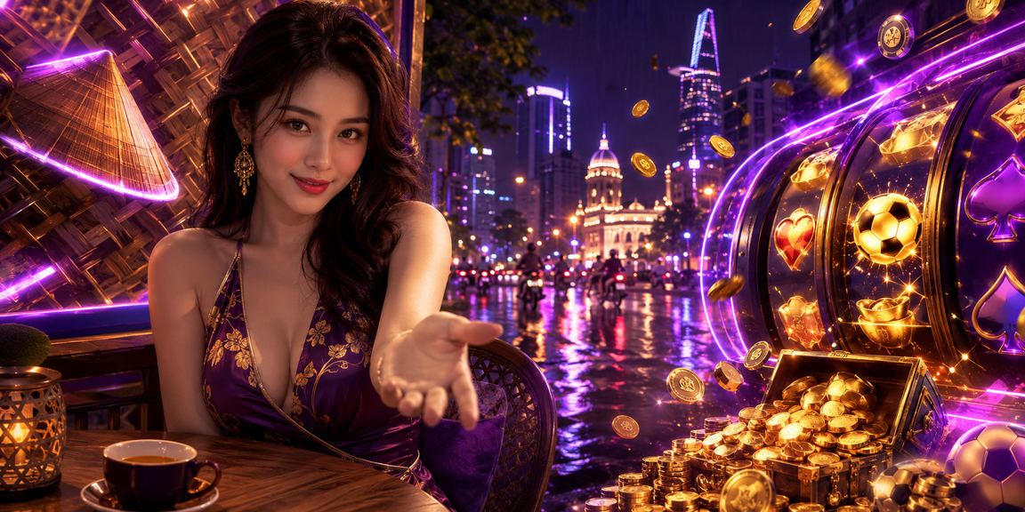 Người chơi slots tại TP. Hồ Chí Minh với hình ảnh nón lá đặc trưng văn hoá Việt
